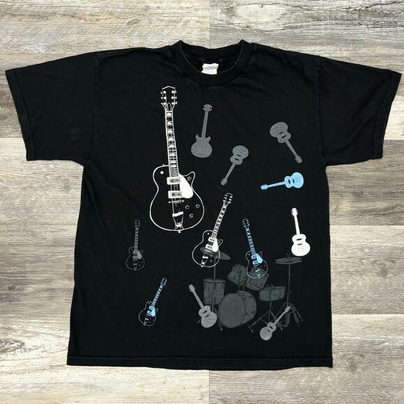 Vintage‎ Y2K Tennessee River Electric Guitars Drum Set Mens L Graphic T-Shirt - Picture 1 of 8